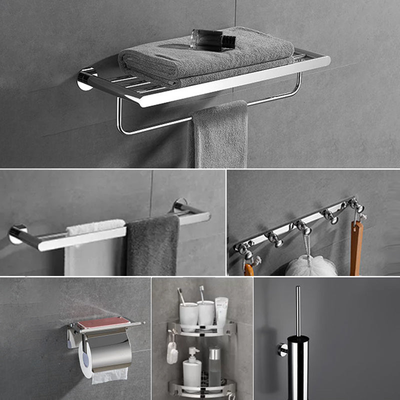 Modern Bathroom Accessories Hardware Set Silver Bathroom Hardware Set 7-Piece Set (Toilet Brush) Clearhalo 'Bathroom Hardware Sets' 'Bathroom Hardware' 'Bathroom Remodel & Bathroom Fixtures' 'bathroom_hardware_sets' 'Home Improvement' 'home_improvement' 'home_improvement_bathroom_hardware_sets' 7116342