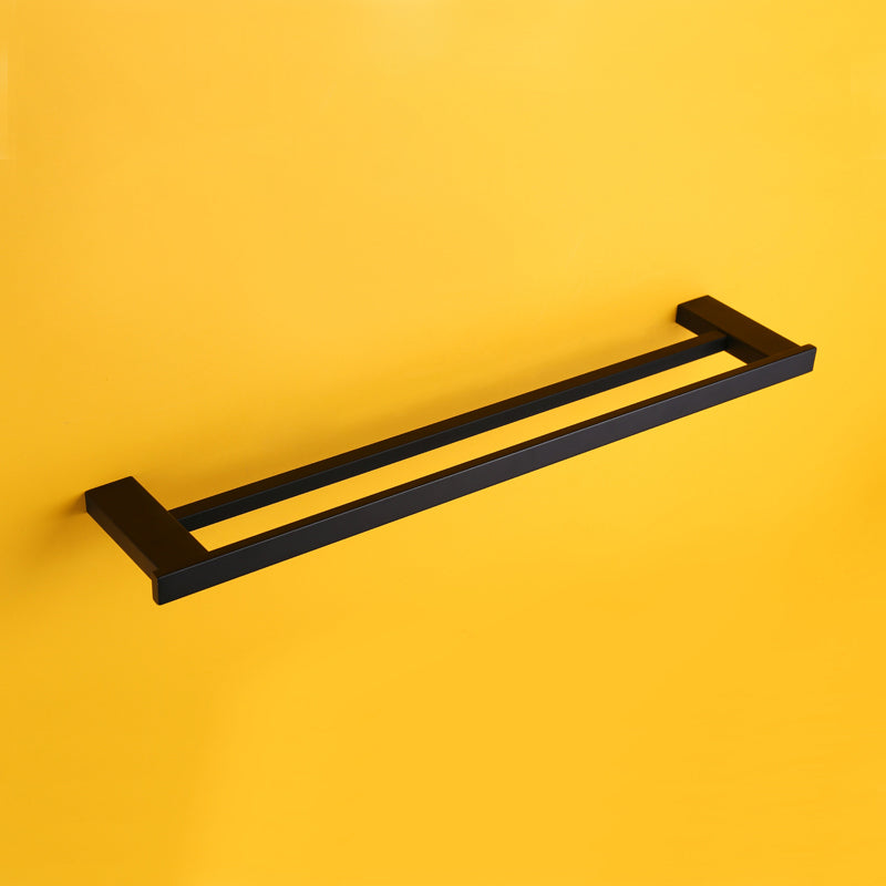 Modern Bathroom Accessories Hardware Set Black Bathroom Accessories Hardware Set Double Bars Towel Bar (24"L) Clearhalo 'Bathroom Hardware Sets' 'Bathroom Hardware' 'Bathroom Remodel & Bathroom Fixtures' 'bathroom_hardware_sets' 'Home Improvement' 'home_improvement' 'home_improvement_bathroom_hardware_sets' 7116417