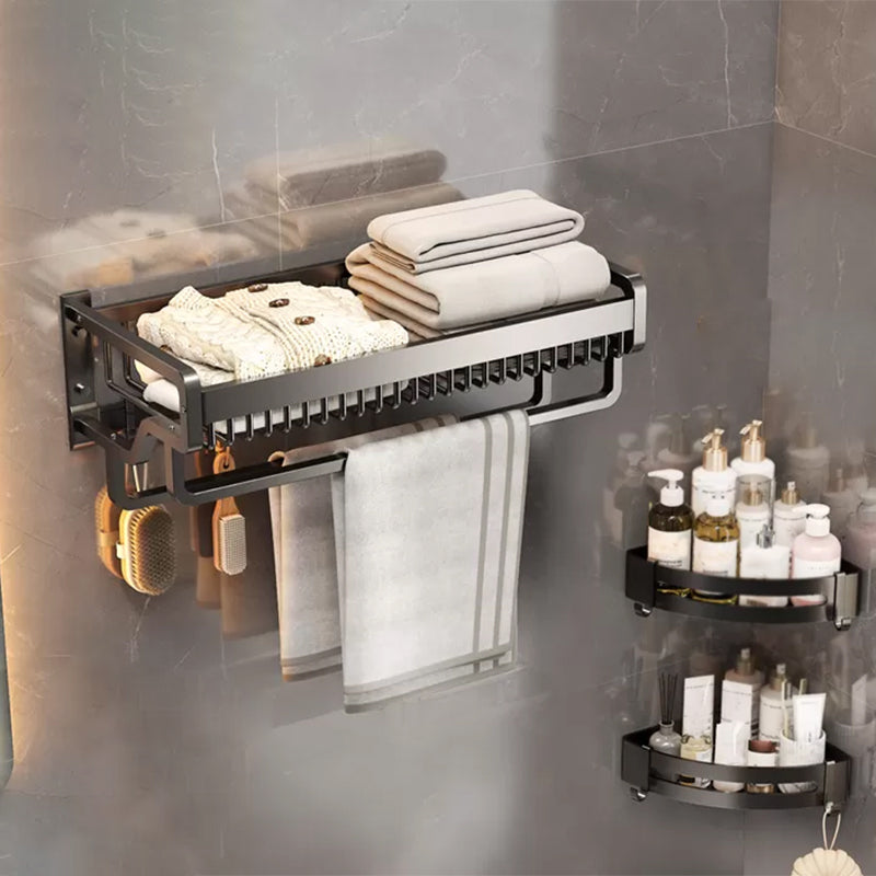 Modern Bathroom Accessories Hardware Set Bath Shelf Accessories Hardware Set Black 3-Piece Set (Triangle Bath Shelf) Clearhalo 'Bathroom Hardware Sets' 'Bathroom Hardware' 'Bathroom Remodel & Bathroom Fixtures' 'bathroom_hardware_sets' 'Home Improvement' 'home_improvement' 'home_improvement_bathroom_hardware_sets' 7116435