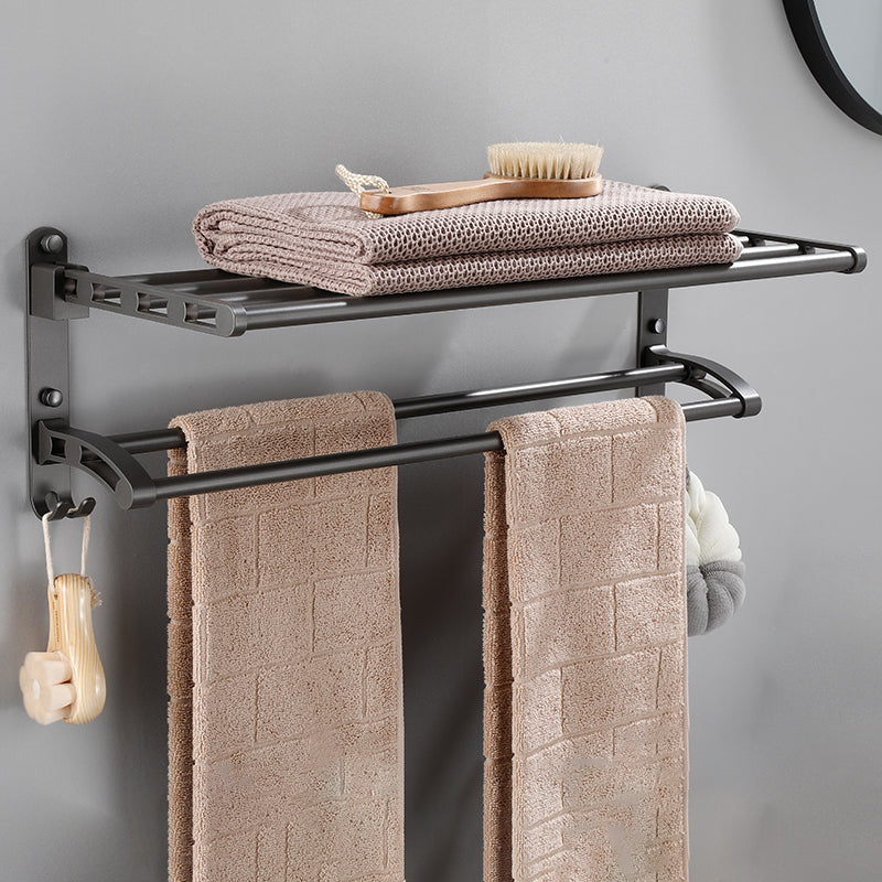 Modern Bathroom Accessories Hardware Set Grey Bathroom Hardware Set Foldable Towel Rack (24"L) Clearhalo 'Bathroom Hardware Sets' 'Bathroom Hardware' 'Bathroom Remodel & Bathroom Fixtures' 'bathroom_hardware_sets' 'Home Improvement' 'home_improvement' 'home_improvement_bathroom_hardware_sets' 7116483