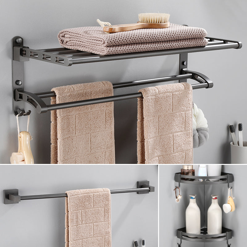 Modern Bathroom Accessories Hardware Set Grey Bathroom Hardware Set Single Bar 4-Piece Set (Towel Bar) Clearhalo 'Bathroom Hardware Sets' 'Bathroom Hardware' 'Bathroom Remodel & Bathroom Fixtures' 'bathroom_hardware_sets' 'Home Improvement' 'home_improvement' 'home_improvement_bathroom_hardware_sets' 7116485