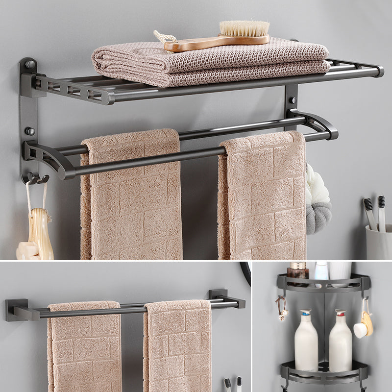 Modern Bathroom Accessories Hardware Set Grey Bathroom Hardware Set Double Bars 4-Piece Set (Towel Bar) Clearhalo 'Bathroom Hardware Sets' 'Bathroom Hardware' 'Bathroom Remodel & Bathroom Fixtures' 'bathroom_hardware_sets' 'Home Improvement' 'home_improvement' 'home_improvement_bathroom_hardware_sets' 7116486