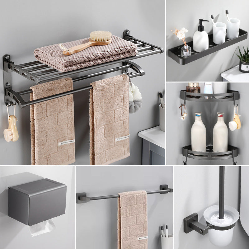 Modern Bathroom Accessories Hardware Set Grey Bathroom Hardware Set Single Bar 7-Piece Set Clearhalo 'Bathroom Hardware Sets' 'Bathroom Hardware' 'Bathroom Remodel & Bathroom Fixtures' 'bathroom_hardware_sets' 'Home Improvement' 'home_improvement' 'home_improvement_bathroom_hardware_sets' 7116489