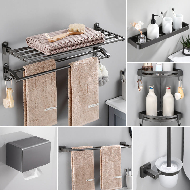 Modern Bathroom Accessories Hardware Set Grey Bathroom Hardware Set Double Bars 7-Piece Set Clearhalo 'Bathroom Hardware Sets' 'Bathroom Hardware' 'Bathroom Remodel & Bathroom Fixtures' 'bathroom_hardware_sets' 'Home Improvement' 'home_improvement' 'home_improvement_bathroom_hardware_sets' 7116490