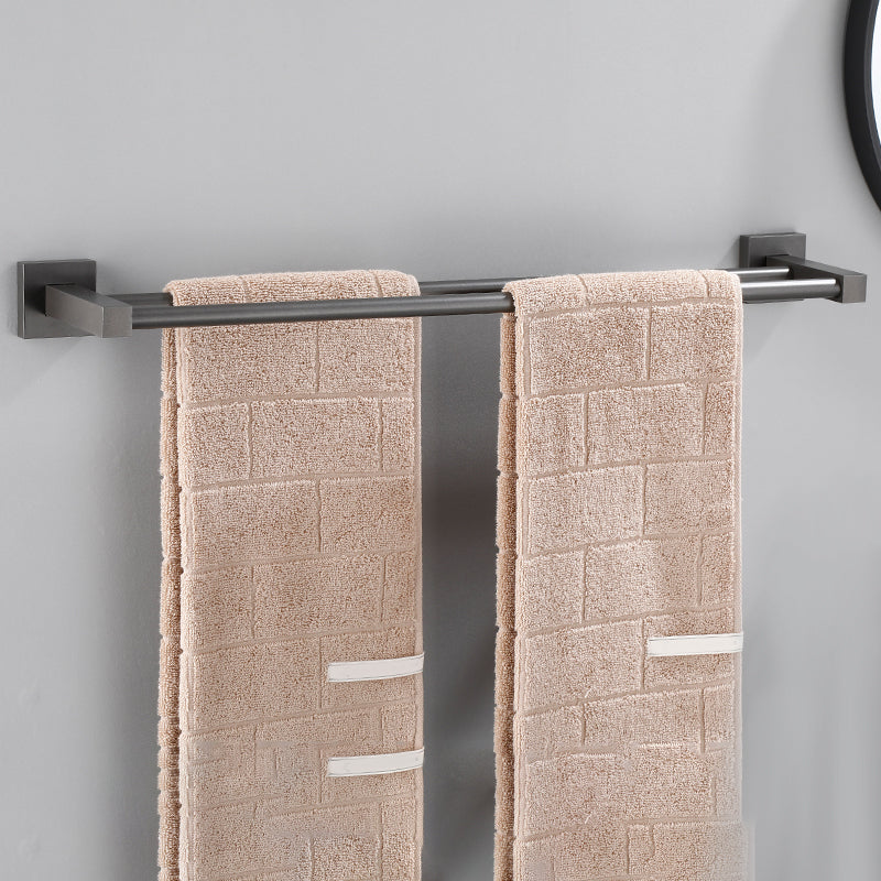 Modern Bathroom Accessories Hardware Set Grey Bathroom Hardware Set Double Bars Towel Bar Clearhalo 'Bathroom Hardware Sets' 'Bathroom Hardware' 'Bathroom Remodel & Bathroom Fixtures' 'bathroom_hardware_sets' 'Home Improvement' 'home_improvement' 'home_improvement_bathroom_hardware_sets' 7116494