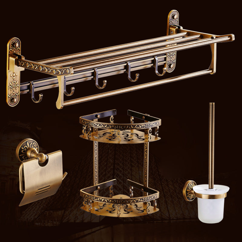 Traditional Bathroom Accessories Hardware Set Brass Bathroom Hardware 4-Piece Set (Toilet Paper Holder) Clearhalo 'Bathroom Hardware Sets' 'Bathroom Hardware' 'Bathroom Remodel & Bathroom Fixtures' 'bathroom_hardware_sets' 'Home Improvement' 'home_improvement' 'home_improvement_bathroom_hardware_sets' 7116511