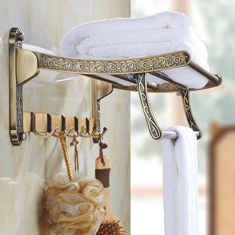 Traditional Bathroom Accessories Hardware Set Brass Bathroom Hardware Foldable Towel Rack (24"L) Clearhalo 'Bathroom Hardware Sets' 'Bathroom Hardware' 'Bathroom Remodel & Bathroom Fixtures' 'bathroom_hardware_sets' 'Home Improvement' 'home_improvement' 'home_improvement_bathroom_hardware_sets' 7116516