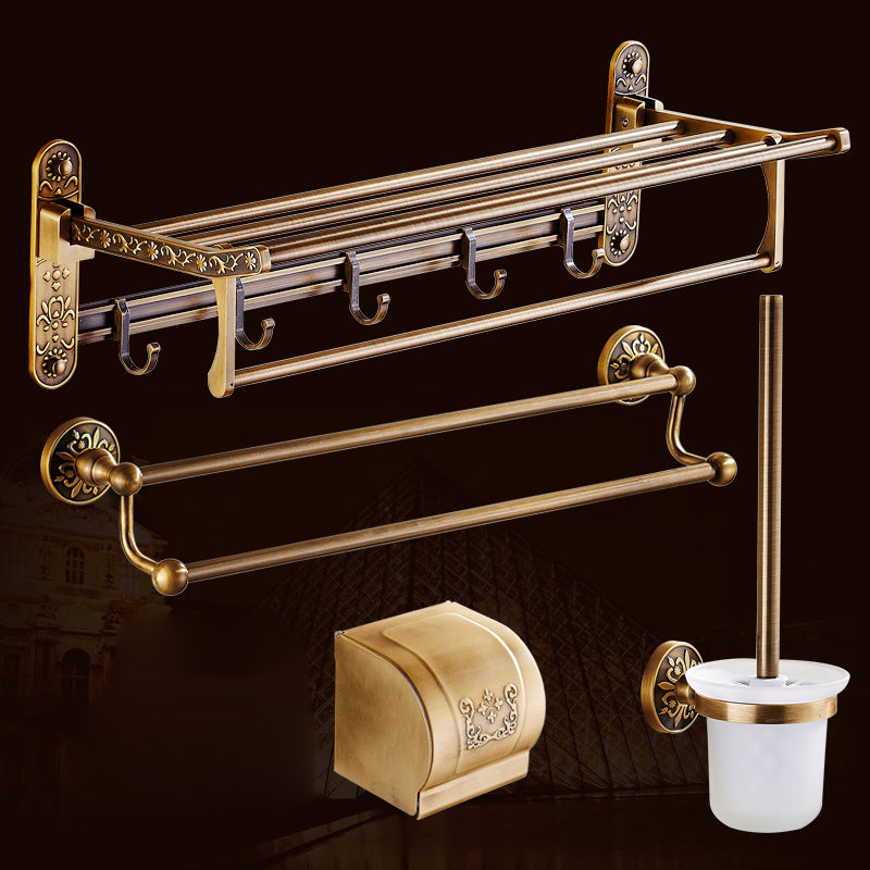 Traditional Bathroom Accessories Hardware Set Brass Bathroom Hardware Double Bars 4-Piece Set (Towel Bar) Clearhalo 'Bathroom Hardware Sets' 'Bathroom Hardware' 'Bathroom Remodel & Bathroom Fixtures' 'bathroom_hardware_sets' 'Home Improvement' 'home_improvement' 'home_improvement_bathroom_hardware_sets' 7116519