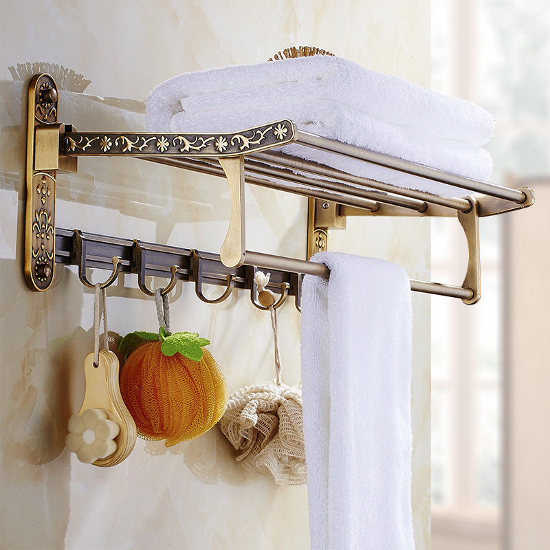 Traditional Bathroom Accessories Hardware Set Brass Bathroom Hardware Foldable Towel Rack Clearhalo 'Bathroom Hardware Sets' 'Bathroom Hardware' 'Bathroom Remodel & Bathroom Fixtures' 'bathroom_hardware_sets' 'Home Improvement' 'home_improvement' 'home_improvement_bathroom_hardware_sets' 7116522