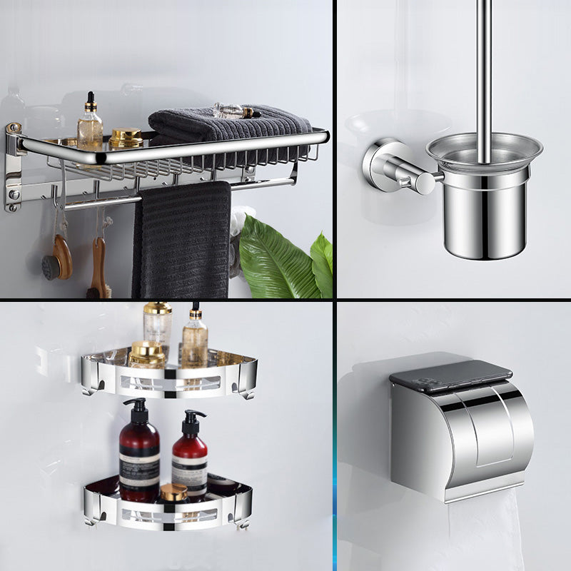 Modern Bathroom Accessories Hardware Set Silver Bathroom Hardware Mesh Basket 5-Piece Set Clearhalo 'Bathroom Hardware Sets' 'Bathroom Hardware' 'Bathroom Remodel & Bathroom Fixtures' 'bathroom_hardware_sets' 'Home Improvement' 'home_improvement' 'home_improvement_bathroom_hardware_sets' 7116565