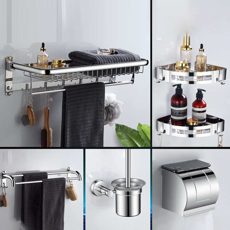 Modern Bathroom Accessories Hardware Set Silver Bathroom Hardware Mesh Basket 6-Piece Set Clearhalo 'Bathroom Hardware Sets' 'Bathroom Hardware' 'Bathroom Remodel & Bathroom Fixtures' 'bathroom_hardware_sets' 'Home Improvement' 'home_improvement' 'home_improvement_bathroom_hardware_sets' 7116567