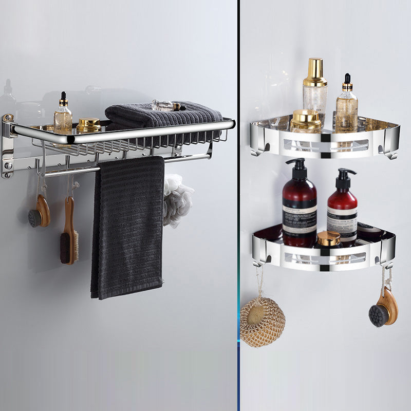 Modern Bathroom Accessories Hardware Set Silver Bathroom Hardware Mesh Basket 3-Piece Set (Triangle Bath Shelf) Clearhalo 'Bathroom Hardware Sets' 'Bathroom Hardware' 'Bathroom Remodel & Bathroom Fixtures' 'bathroom_hardware_sets' 'Home Improvement' 'home_improvement' 'home_improvement_bathroom_hardware_sets' 7116575