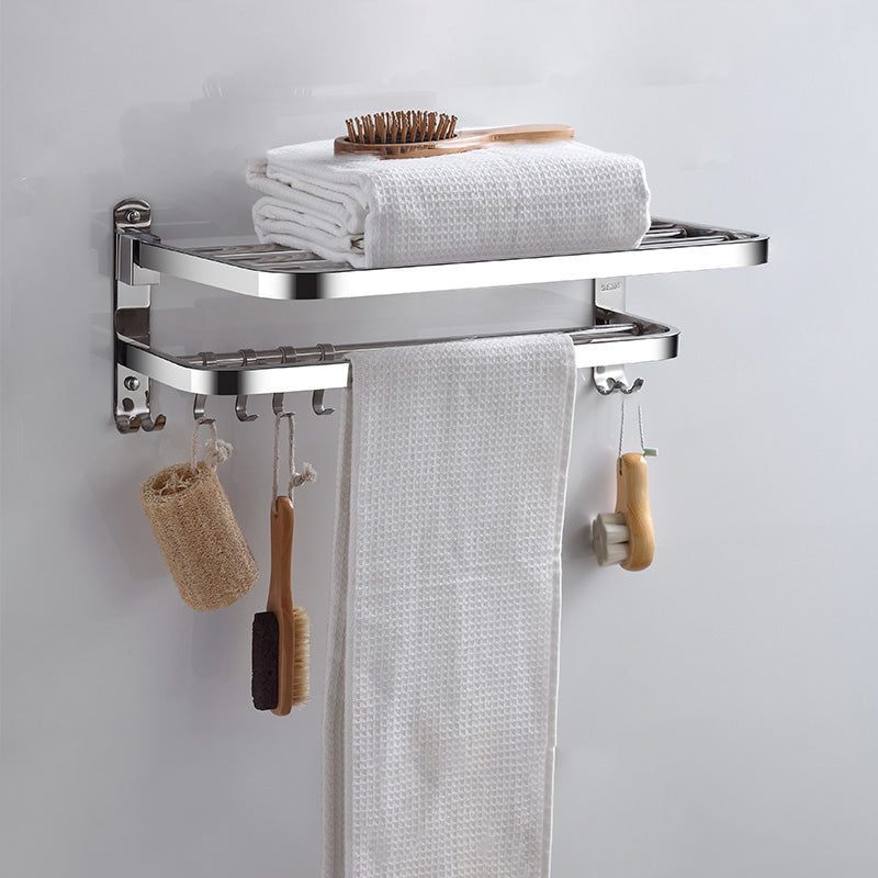 Modern Bathroom Accessories Hardware Set Silver Bathroom Hardware Double Layer Towel Holder (19-inch) Clearhalo 'Bathroom Hardware Sets' 'Bathroom Hardware' 'Bathroom Remodel & Bathroom Fixtures' 'bathroom_hardware_sets' 'Home Improvement' 'home_improvement' 'home_improvement_bathroom_hardware_sets' 7116579