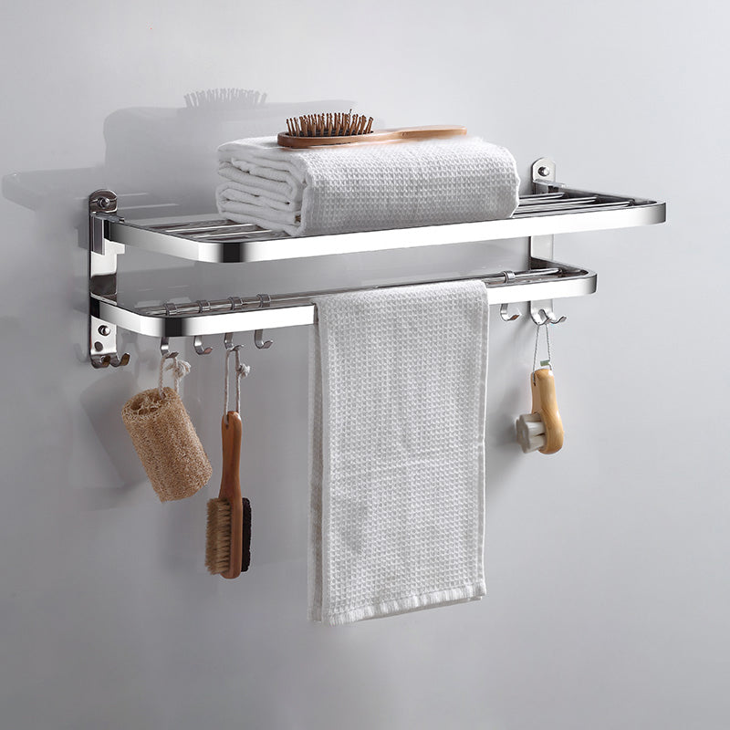 Modern Bathroom Accessories Hardware Set Silver Bathroom Hardware Double Layer Towel Holder (23-inch) Clearhalo 'Bathroom Hardware Sets' 'Bathroom Hardware' 'Bathroom Remodel & Bathroom Fixtures' 'bathroom_hardware_sets' 'Home Improvement' 'home_improvement' 'home_improvement_bathroom_hardware_sets' 7116580