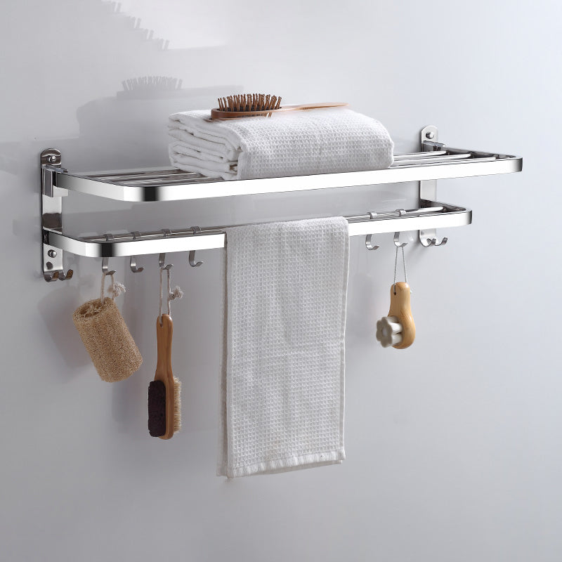 Modern Bathroom Accessories Hardware Set Silver Bathroom Hardware Double Layer Towel Holder (27-inch) Clearhalo 'Bathroom Hardware Sets' 'Bathroom Hardware' 'Bathroom Remodel & Bathroom Fixtures' 'bathroom_hardware_sets' 'Home Improvement' 'home_improvement' 'home_improvement_bathroom_hardware_sets' 7116581