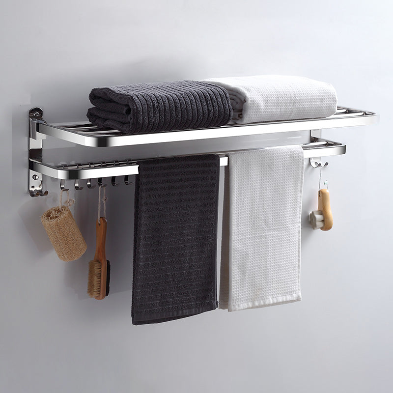 Modern Bathroom Accessories Hardware Set Silver Bathroom Hardware Double Layer Towel Holder (31-inch) Clearhalo 'Bathroom Hardware Sets' 'Bathroom Hardware' 'Bathroom Remodel & Bathroom Fixtures' 'bathroom_hardware_sets' 'Home Improvement' 'home_improvement' 'home_improvement_bathroom_hardware_sets' 7116582