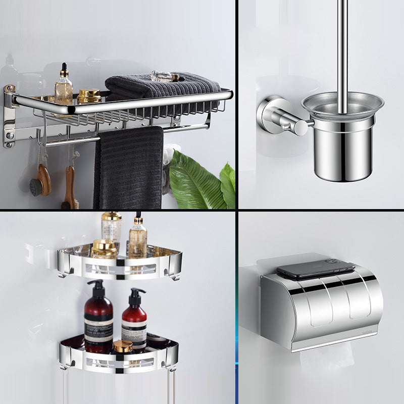 Modern Bathroom Accessories Hardware Set Silver Bathroom Hardware Mesh Baskets 5-Piece Set (Extended Tissue Box) Clearhalo 'Bathroom Hardware Sets' 'Bathroom Hardware' 'Bathroom Remodel & Bathroom Fixtures' 'bathroom_hardware_sets' 'Home Improvement' 'home_improvement' 'home_improvement_bathroom_hardware_sets' 7116585