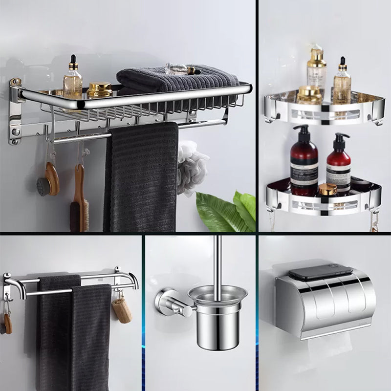 Modern Bathroom Accessories Hardware Set Silver Bathroom Hardware Mesh Baskets 6-Piece Set (Extended Tissue Box) Clearhalo 'Bathroom Hardware Sets' 'Bathroom Hardware' 'Bathroom Remodel & Bathroom Fixtures' 'bathroom_hardware_sets' 'Home Improvement' 'home_improvement' 'home_improvement_bathroom_hardware_sets' 7116587