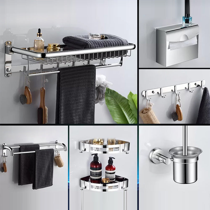 Modern Bathroom Accessories Hardware Set Silver Bathroom Hardware Net Basket 7-Piece Set (Square Tissue Box) Clearhalo 'Bathroom Hardware Sets' 'Bathroom Hardware' 'Bathroom Remodel & Bathroom Fixtures' 'bathroom_hardware_sets' 'Home Improvement' 'home_improvement' 'home_improvement_bathroom_hardware_sets' 7116588