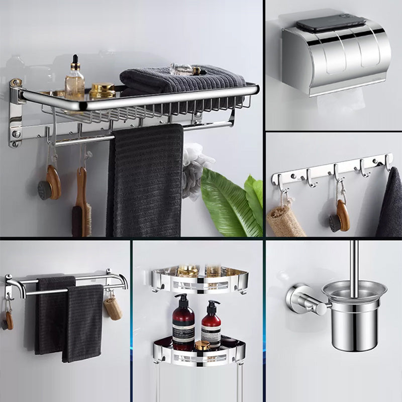 Modern Bathroom Accessories Hardware Set Silver Bathroom Hardware 7-Piece Basket Set (Extended Tissue Box) Clearhalo 'Bathroom Hardware Sets' 'Bathroom Hardware' 'Bathroom Remodel & Bathroom Fixtures' 'bathroom_hardware_sets' 'Home Improvement' 'home_improvement' 'home_improvement_bathroom_hardware_sets' 7116589