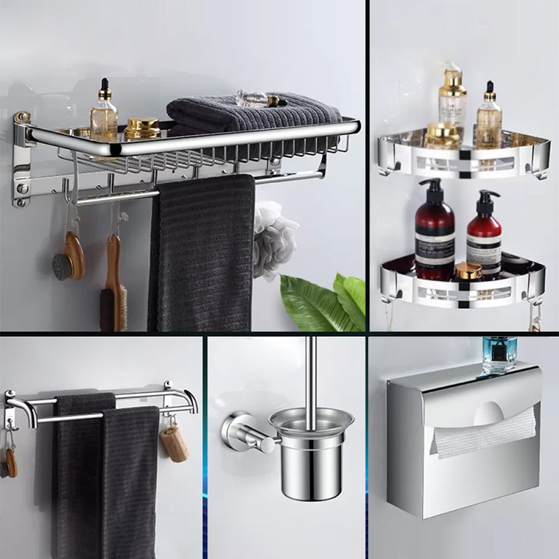 Modern Bathroom Accessories Hardware Set Silver Bathroom Hardware Net Basket 6-Piece Set (Square Tissue Box) Clearhalo 'Bathroom Hardware Sets' 'Bathroom Hardware' 'Bathroom Remodel & Bathroom Fixtures' 'bathroom_hardware_sets' 'Home Improvement' 'home_improvement' 'home_improvement_bathroom_hardware_sets' 7116590