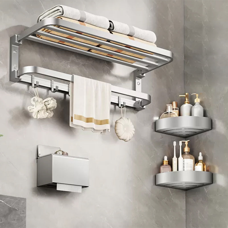 Modern Bathroom Accessories Hardware Set Silver Bathroom Accessories Hardware Set 4-Piece Set (Toilet Paper Holder) Clearhalo 'Bathroom Hardware Sets' 'Bathroom Hardware' 'Bathroom Remodel & Bathroom Fixtures' 'bathroom_hardware_sets' 'Home Improvement' 'home_improvement' 'home_improvement_bathroom_hardware_sets' 7116629