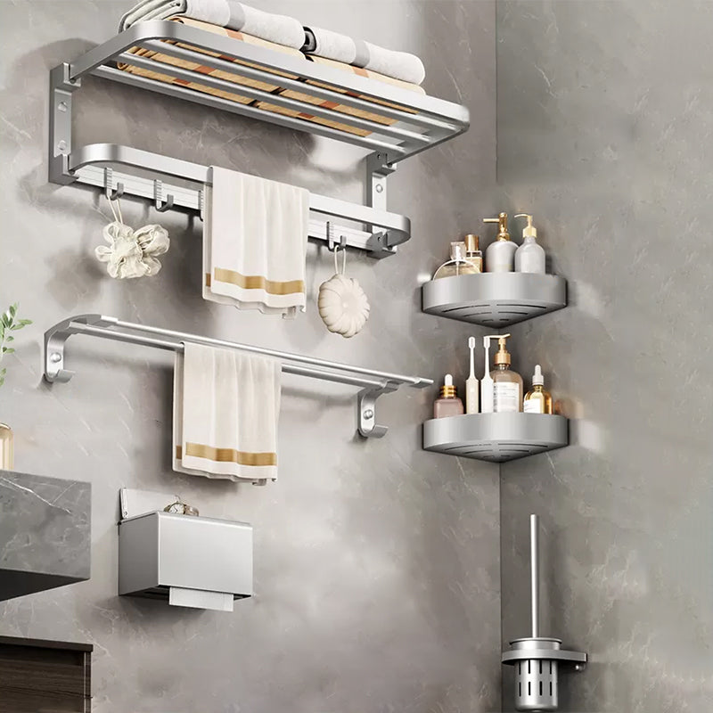 Modern Bathroom Accessories Hardware Set Silver Bathroom Accessories Hardware Set 6-Piece Set Clearhalo 'Bathroom Hardware Sets' 'Bathroom Hardware' 'Bathroom Remodel & Bathroom Fixtures' 'bathroom_hardware_sets' 'Home Improvement' 'home_improvement' 'home_improvement_bathroom_hardware_sets' 7116635