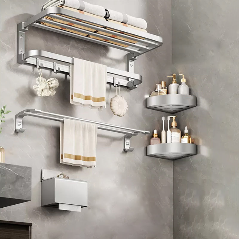 Modern Bathroom Accessories Hardware Set Silver Bathroom Accessories Hardware Set 5 piece Set Clearhalo 'Bathroom Hardware Sets' 'Bathroom Hardware' 'Bathroom Remodel & Bathroom Fixtures' 'bathroom_hardware_sets' 'Home Improvement' 'home_improvement' 'home_improvement_bathroom_hardware_sets' 7116639