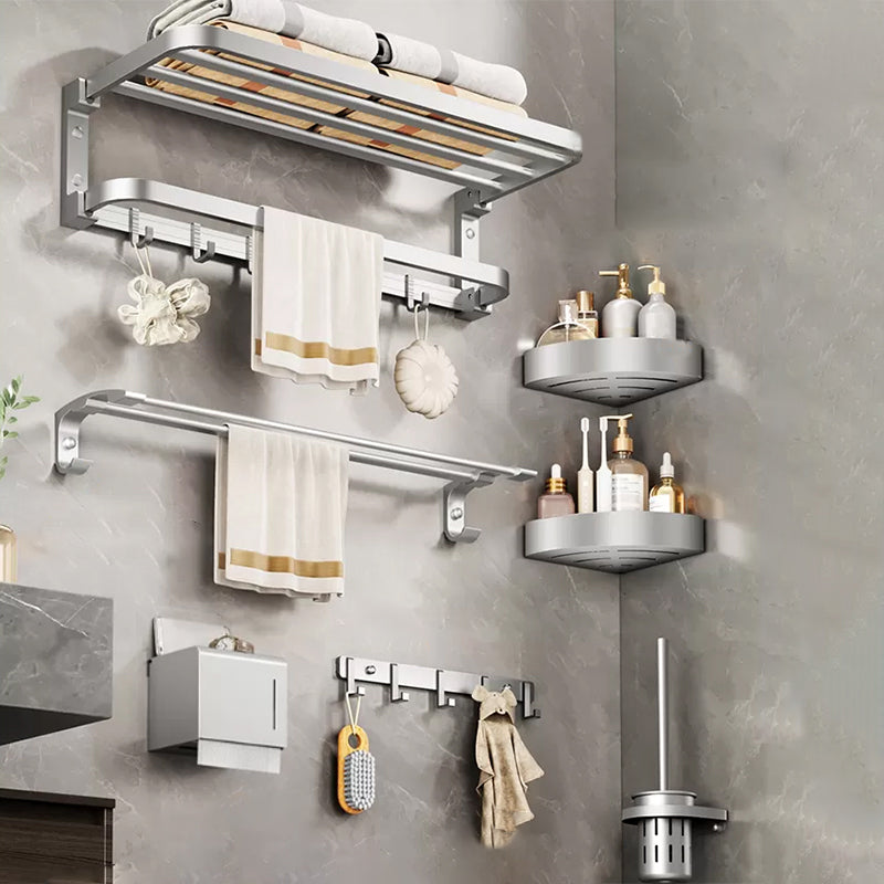 Modern Bathroom Accessories Hardware Set Silver Bathroom Accessories Hardware Set 7-Piece Set (Tissue Box) Clearhalo 'Bathroom Hardware Sets' 'Bathroom Hardware' 'Bathroom Remodel & Bathroom Fixtures' 'bathroom_hardware_sets' 'Home Improvement' 'home_improvement' 'home_improvement_bathroom_hardware_sets' 7116641