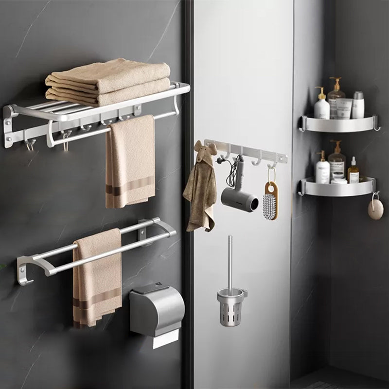 Modern Bathroom Accessories Hardware Set Silver Bathroom Accessories Hardware Set 7-Piece Set Clearhalo 'Bathroom Hardware Sets' 'Bathroom Hardware' 'Bathroom Remodel & Bathroom Fixtures' 'bathroom_hardware_sets' 'Home Improvement' 'home_improvement' 'home_improvement_bathroom_hardware_sets' 7116642