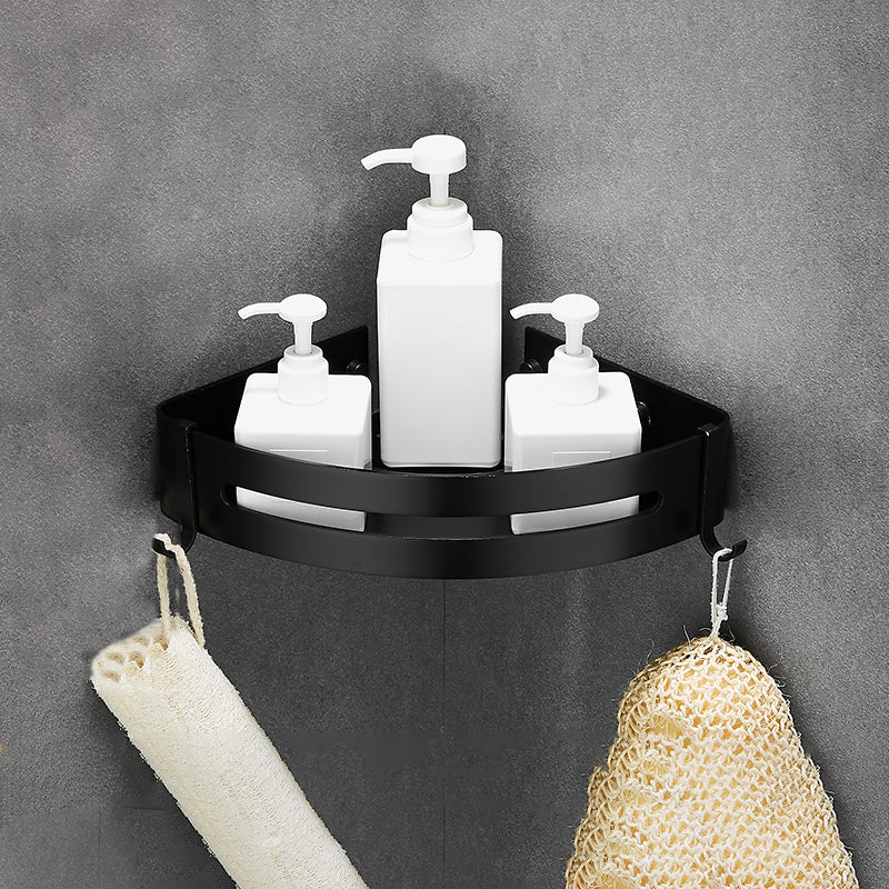 Contemporary Metal Bathroom Accessories Hardware Set with Bath Shelf Black Triangular Bath Shelf Clearhalo 'Bathroom Hardware Sets' 'Bathroom Hardware' 'Bathroom Remodel & Bathroom Fixtures' 'bathroom_hardware_sets' 'Home Improvement' 'home_improvement' 'home_improvement_bathroom_hardware_sets' 7116676