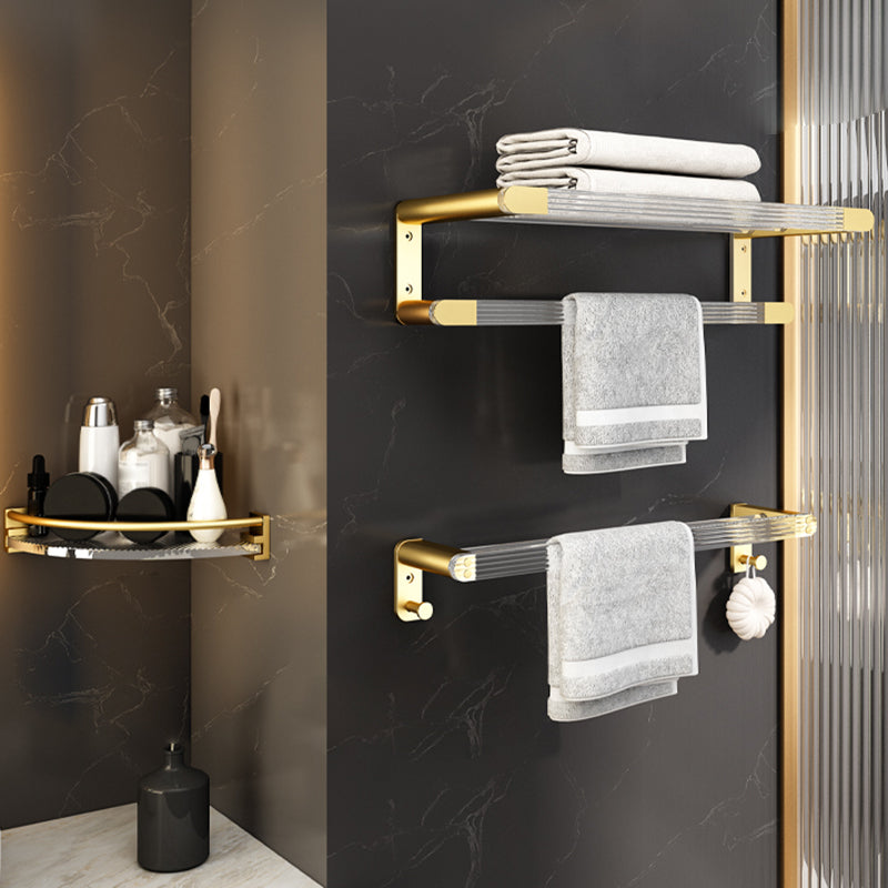 6 Piece Bathroom Accessory Set in Gold Metal Bath Hardware Set 3-Piece Set (Single Rod) Clearhalo 'Bathroom Hardware Sets' 'Bathroom Hardware' 'Bathroom Remodel & Bathroom Fixtures' 'bathroom_hardware_sets' 'Home Improvement' 'home_improvement' 'home_improvement_bathroom_hardware_sets' 7116715