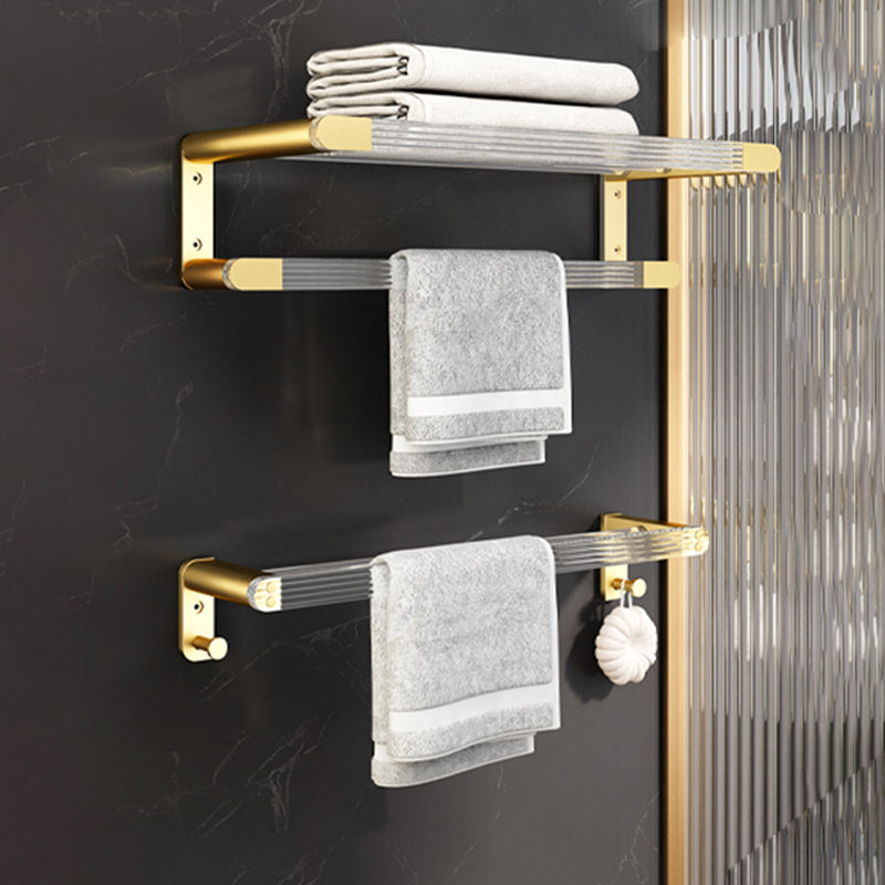 6 Piece Bathroom Accessory Set in Gold Metal Bath Hardware Set Towel Rack with Towel Bar Clearhalo 'Bathroom Hardware Sets' 'Bathroom Hardware' 'Bathroom Remodel & Bathroom Fixtures' 'bathroom_hardware_sets' 'Home Improvement' 'home_improvement' 'home_improvement_bathroom_hardware_sets' 7116716