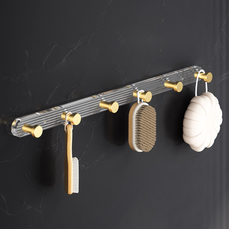 6 Piece Bathroom Accessory Set in Gold Metal Bath Hardware Set Row Hook (6 Rows) Clearhalo 'Bathroom Hardware Sets' 'Bathroom Hardware' 'Bathroom Remodel & Bathroom Fixtures' 'bathroom_hardware_sets' 'Home Improvement' 'home_improvement' 'home_improvement_bathroom_hardware_sets' 7116719