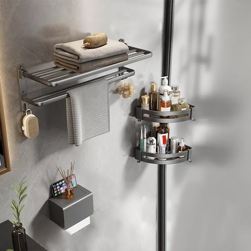 Accesorios de baño modernos Juego de herrajes Toallero gris Estante para  baño Juego de herrajes para baño - Clearhalo