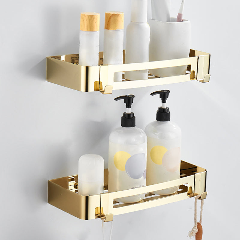 Modern Bathroom Accessories Hardware Set Gold Bathroom Hardware 2-Piece Set (Square Bath Shelf) Clearhalo 'Bathroom Hardware Sets' 'Bathroom Hardware' 'Bathroom Remodel & Bathroom Fixtures' 'bathroom_hardware_sets' 'Home Improvement' 'home_improvement' 'home_improvement_bathroom_hardware_sets' 7116778