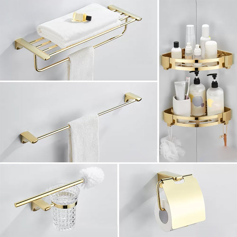 Modern Bathroom Accessories Hardware Set Gold Bathroom Hardware 6-Piece Set Clearhalo 'Bathroom Hardware Sets' 'Bathroom Hardware' 'Bathroom Remodel & Bathroom Fixtures' 'bathroom_hardware_sets' 'Home Improvement' 'home_improvement' 'home_improvement_bathroom_hardware_sets' 7116781