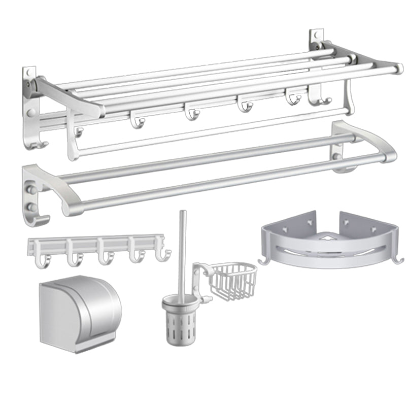 Modern Bathroom Accessories Hardware Set Silver Bathroom Accessory Kit Clearhalo 'Bathroom Hardware Sets' 'Bathroom Hardware' 'Bathroom Remodel & Bathroom Fixtures' 'bathroom_hardware_sets' 'Home Improvement' 'home_improvement' 'home_improvement_bathroom_hardware_sets' 7116805