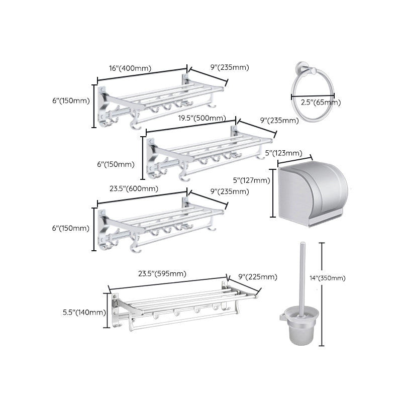 Modern Bathroom Accessories Hardware Set Silver Bathroom Accessory Kit Clearhalo 'Bathroom Hardware Sets' 'Bathroom Hardware' 'Bathroom Remodel & Bathroom Fixtures' 'bathroom_hardware_sets' 'Home Improvement' 'home_improvement' 'home_improvement_bathroom_hardware_sets' 7116819