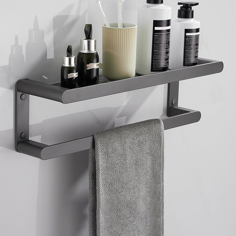 Grey Bathroom Accessory Kit Modern Bathroom Accessories Hardware Set Bath Shelf (with 20"L Rod) Clearhalo 'Bathroom Hardware Sets' 'Bathroom Hardware' 'Bathroom Remodel & Bathroom Fixtures' 'bathroom_hardware_sets' 'Home Improvement' 'home_improvement' 'home_improvement_bathroom_hardware_sets' 7116861