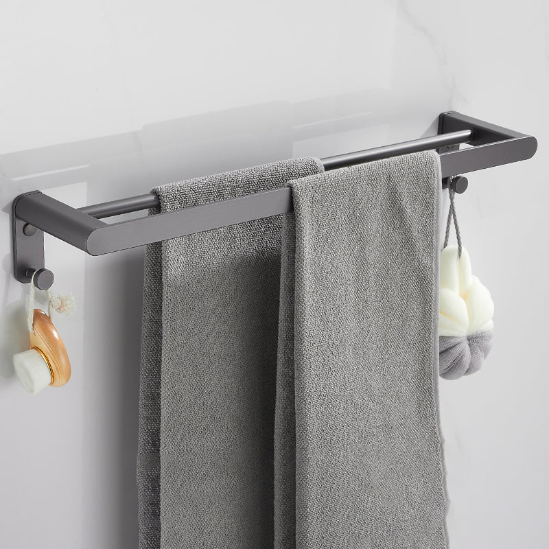 Grey Bathroom Accessory Kit Modern Bathroom Accessories Hardware Set Double Bars Towel Bar Clearhalo 'Bathroom Hardware Sets' 'Bathroom Hardware' 'Bathroom Remodel & Bathroom Fixtures' 'bathroom_hardware_sets' 'Home Improvement' 'home_improvement' 'home_improvement_bathroom_hardware_sets' 7116878