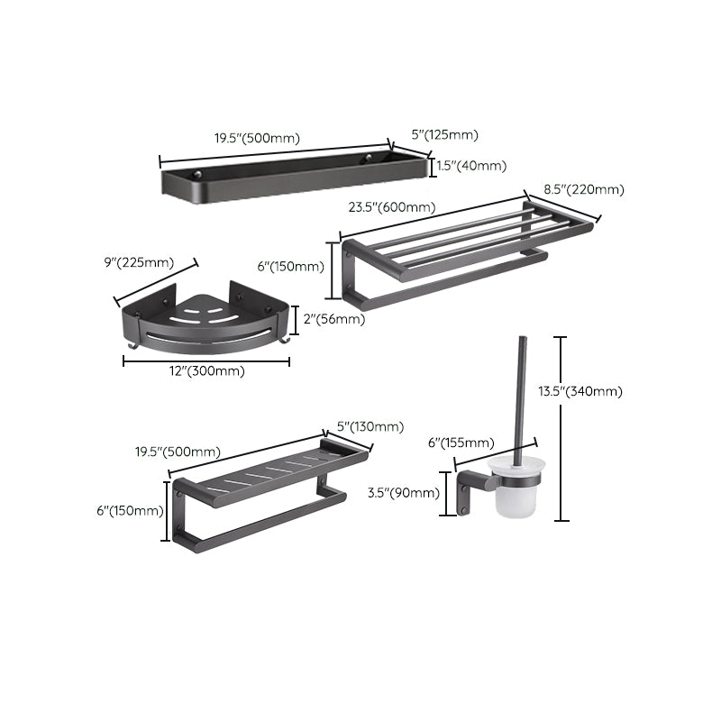 Grey Bathroom Accessory Kit Modern Bathroom Accessories Hardware Set Clearhalo 'Bathroom Hardware Sets' 'Bathroom Hardware' 'Bathroom Remodel & Bathroom Fixtures' 'bathroom_hardware_sets' 'Home Improvement' 'home_improvement' 'home_improvement_bathroom_hardware_sets' 7116881