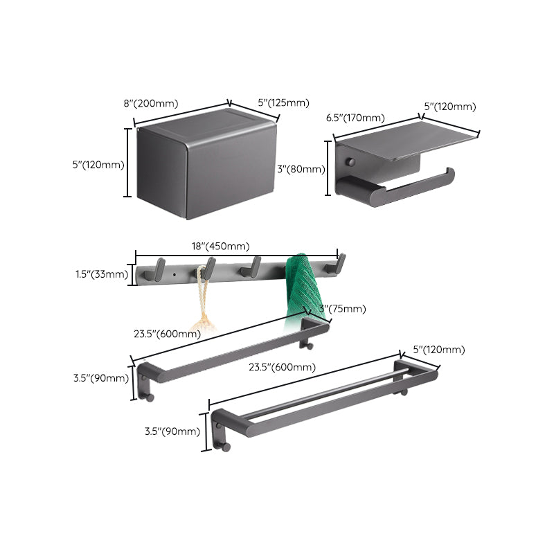 Grey Bathroom Accessory Kit Modern Bathroom Accessories Hardware Set Clearhalo 'Bathroom Hardware Sets' 'Bathroom Hardware' 'Bathroom Remodel & Bathroom Fixtures' 'bathroom_hardware_sets' 'Home Improvement' 'home_improvement' 'home_improvement_bathroom_hardware_sets' 7116882