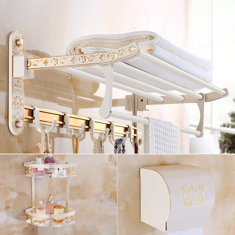 Traditional Metal Bathroom Accessory As Individual Or As a Set Beige 3-Piece Set (Triangle Bath Shelf) Clearhalo 'Bathroom Hardware Sets' 'Bathroom Hardware' 'Bathroom Remodel & Bathroom Fixtures' 'bathroom_hardware_sets' 'Home Improvement' 'home_improvement' 'home_improvement_bathroom_hardware_sets' 7116941