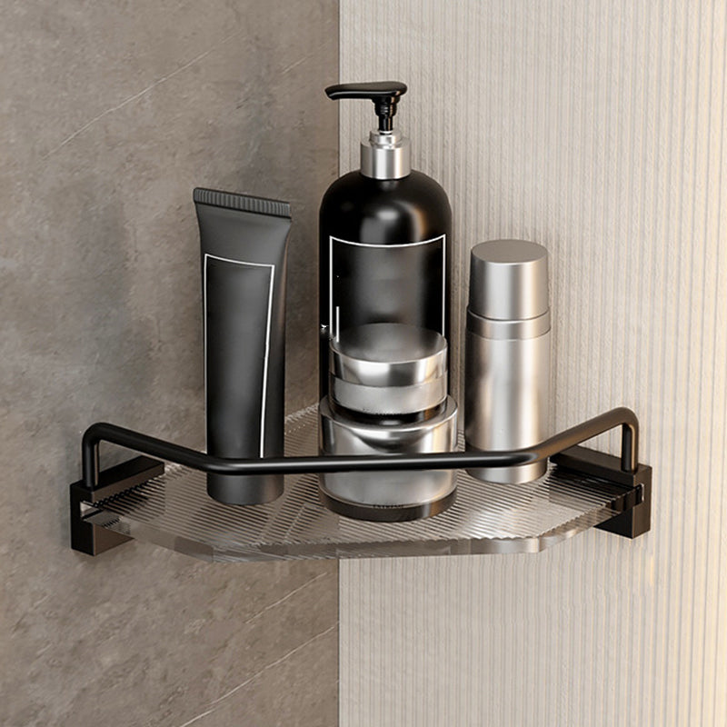 Contemporary Black Metal Bathroom Accessory As Individual Or As a Set Triangular Bath Shelf Clearhalo 'Bathroom Hardware Sets' 'Bathroom Hardware' 'Bathroom Remodel & Bathroom Fixtures' 'bathroom_hardware_sets' 'Home Improvement' 'home_improvement' 'home_improvement_bathroom_hardware_sets' 7116986