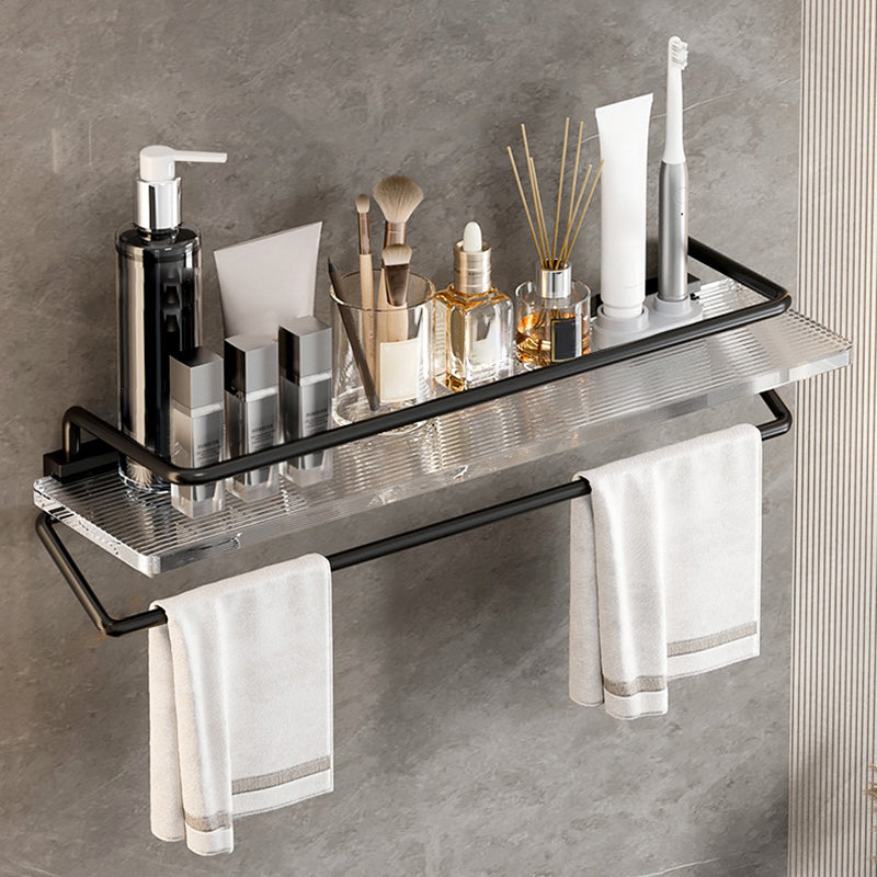 Contemporary Black Metal Bathroom Accessory As Individual Or As a Set Square Bath Shelf Clearhalo 'Bathroom Hardware Sets' 'Bathroom Hardware' 'Bathroom Remodel & Bathroom Fixtures' 'bathroom_hardware_sets' 'Home Improvement' 'home_improvement' 'home_improvement_bathroom_hardware_sets' 7116991