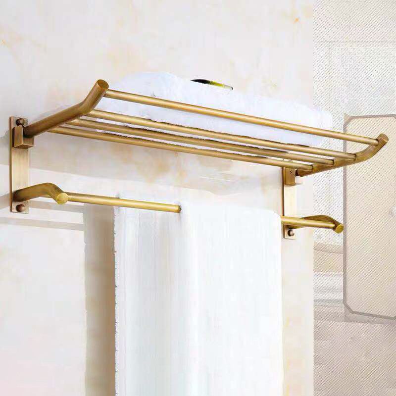 4-Piece Traditional Bathroom Accessory Set Gold Brass Bathroom Accessories Hardware Set Clearhalo 'Bathroom Hardware Sets' 'Bathroom Hardware' 'Bathroom Remodel & Bathroom Fixtures' 'bathroom_hardware_sets' 'Home Improvement' 'home_improvement' 'home_improvement_bathroom_hardware_sets' 7117106