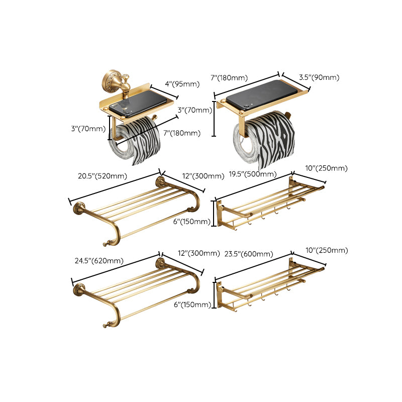 Traditional Brushed Brass Bathroom Accessory As Individual Or As a Set Clearhalo 'Bathroom Hardware Sets' 'Bathroom Hardware' 'Bathroom Remodel & Bathroom Fixtures' 'bathroom_hardware_sets' 'Home Improvement' 'home_improvement' 'home_improvement_bathroom_hardware_sets' 7117159