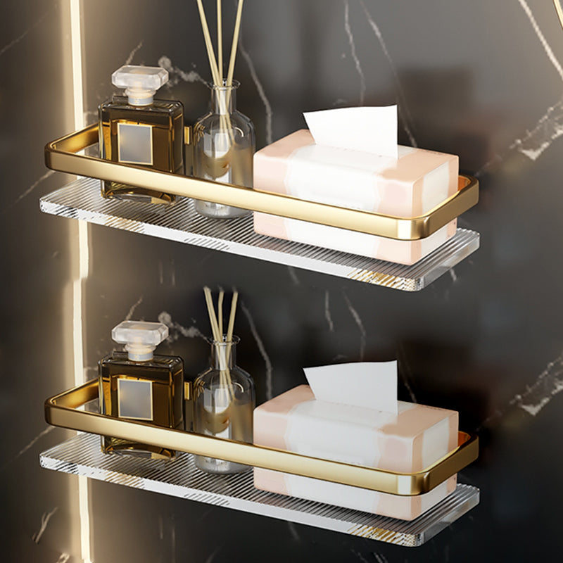 Metal and Acrylic Bathroom Accessory Set Transparent Bathroom Hardware 2-Piece Set (Square Bath Shelf) Clearhalo 'Bathroom Hardware Sets' 'Bathroom Hardware' 'Bathroom Remodel & Bathroom Fixtures' 'bathroom_hardware_sets' 'Home Improvement' 'home_improvement' 'home_improvement_bathroom_hardware_sets' 7117173