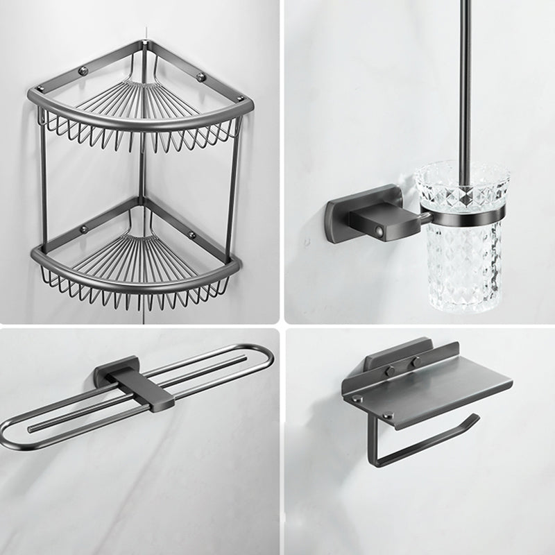 Modern Silver Bathroom Accessory As Individual Or As a Set with Towel Bar Oval 4-Piece Set (Triangular Bath Shelf) Clearhalo 'Bathroom Hardware Sets' 'Bathroom Hardware' 'Bathroom Remodel & Bathroom Fixtures' 'bathroom_hardware_sets' 'Home Improvement' 'home_improvement' 'home_improvement_bathroom_hardware_sets' 7117187